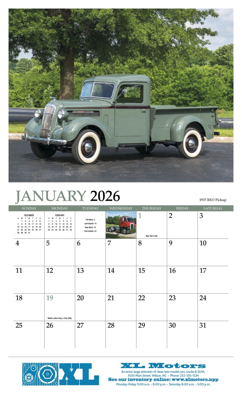 Custom HotLine® Products Classic Trucks Appointment Calendar - Stapled - 3