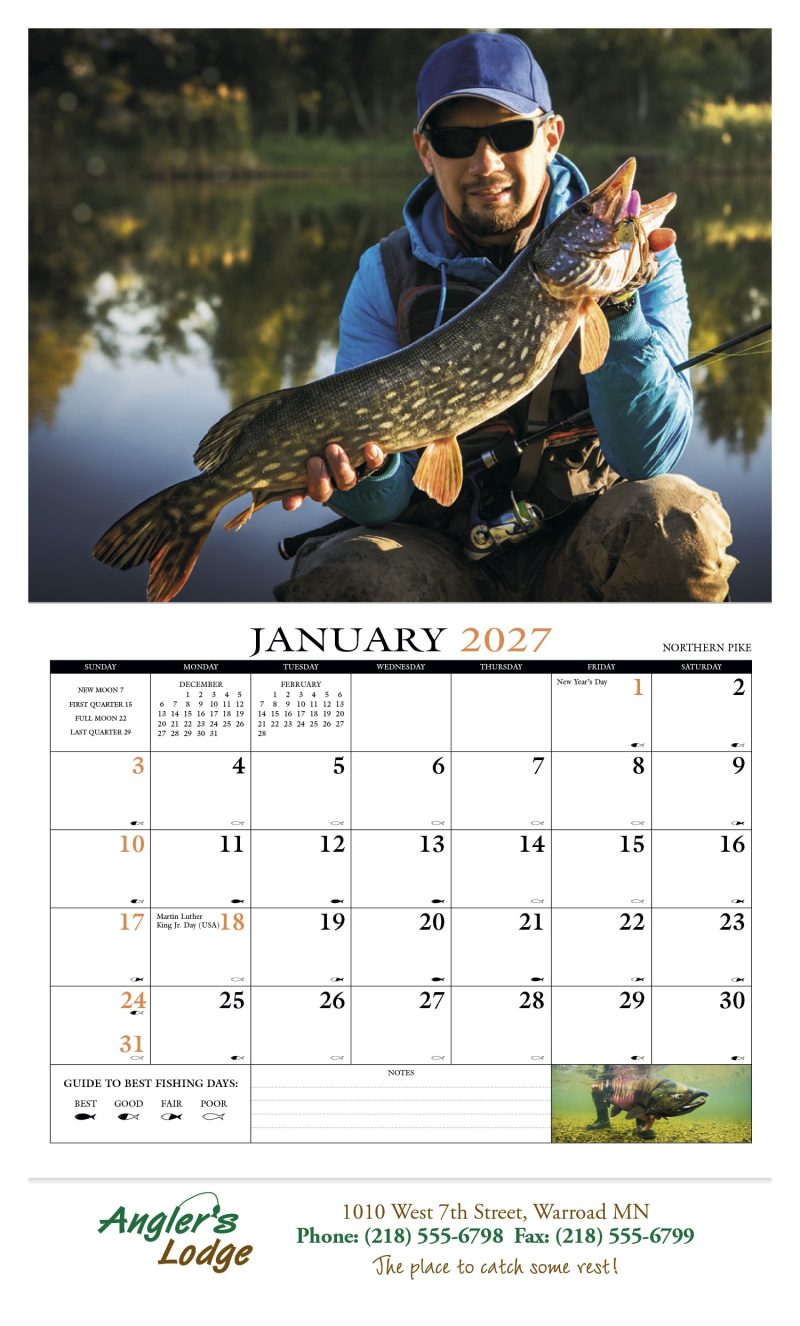 Custom HotLine® Products Fishing Guide Appointment Calendar - Stapled - 6