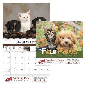 Custom HotLine® Products Four Paws Appointment Calendar - Spiral