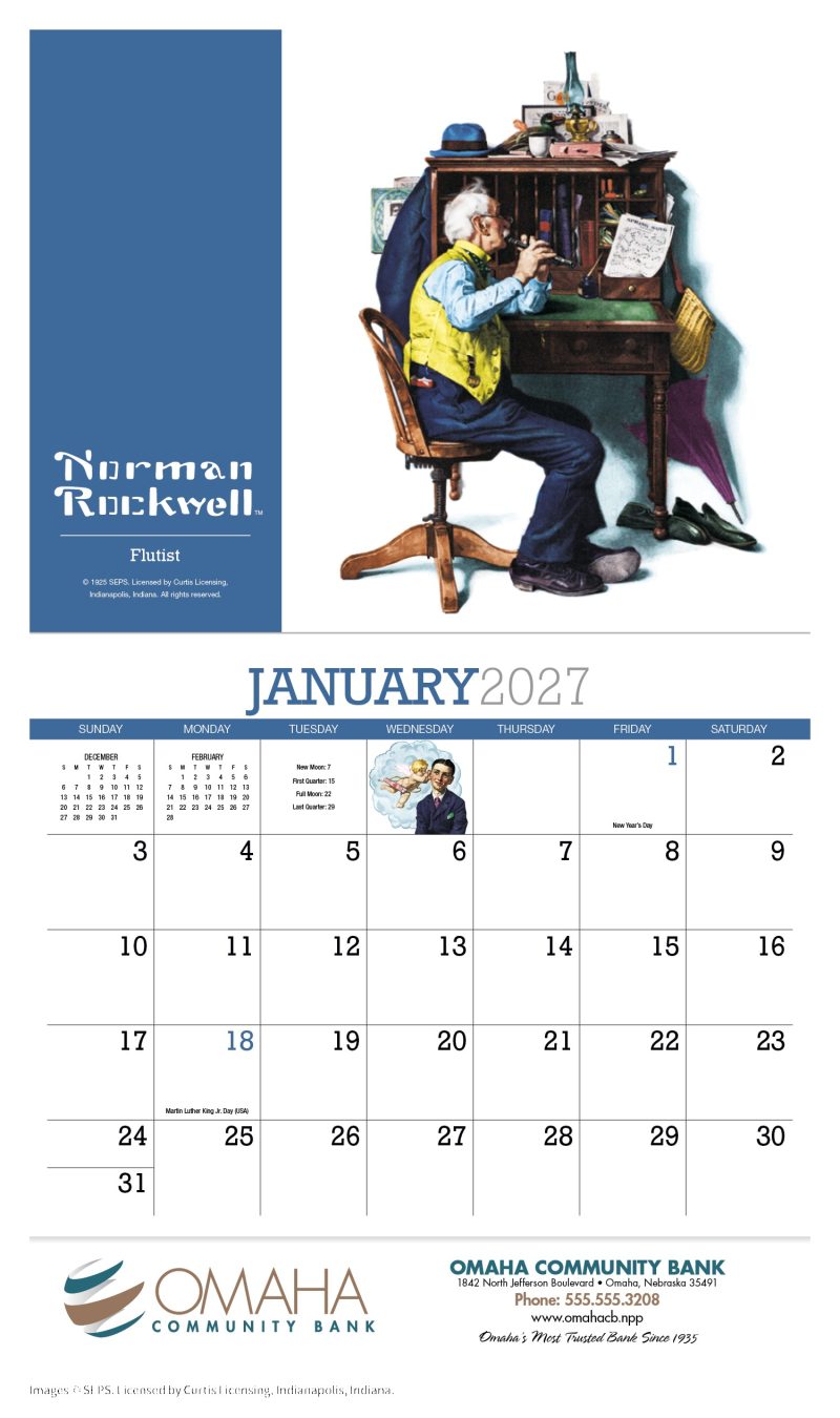 Custom HotLine® Products Norman Rockwell Appointment Calendar - Stapled - 6