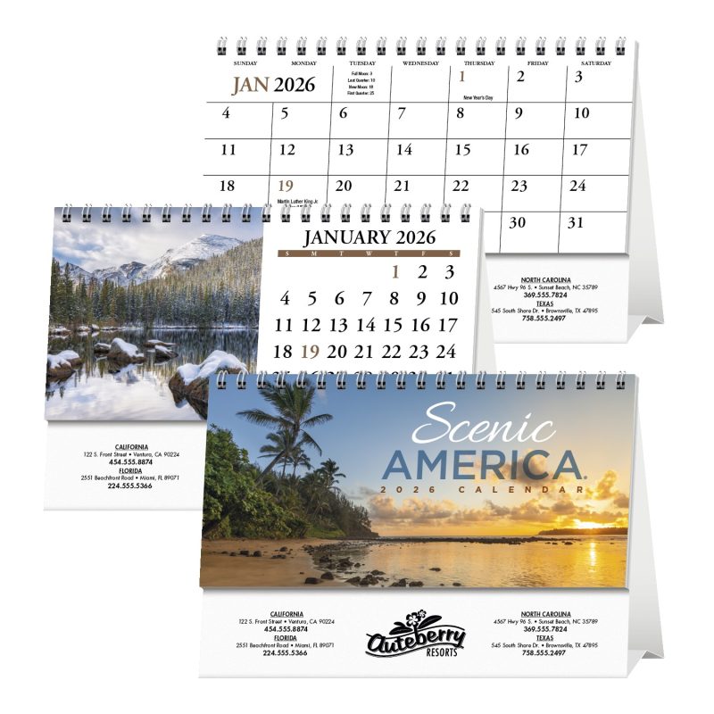 Custom HotLine® Products Scenic America® Desk Tent Calendar - 1