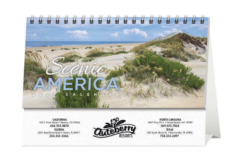 Custom HotLine® Products Scenic America® Desk Tent Calendar - 6