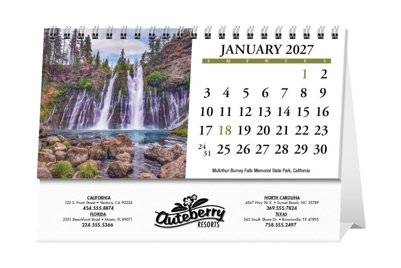 Custom HotLine® Products Scenic America® Desk Tent Calendar - 8
