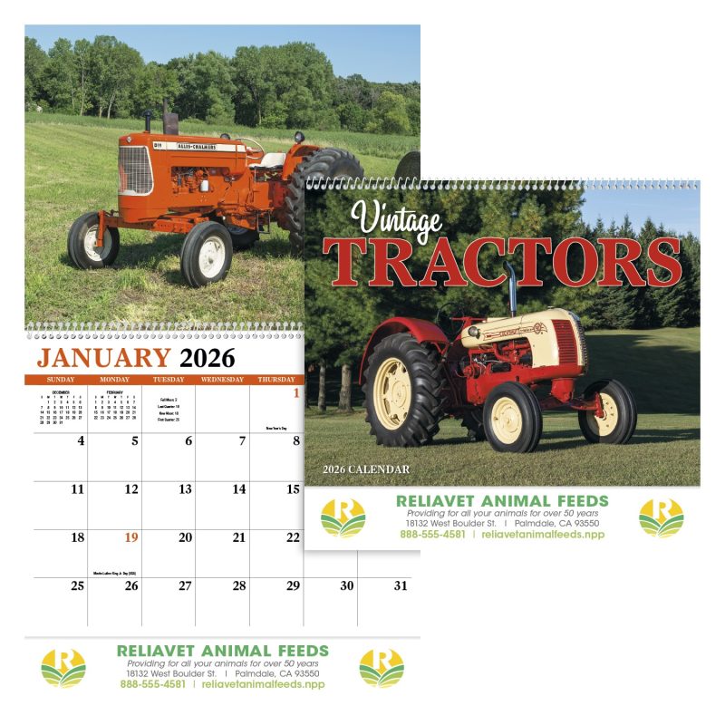 Custom HotLine® Products Vintage Tractors Appointment Calendar - Spiral - 1