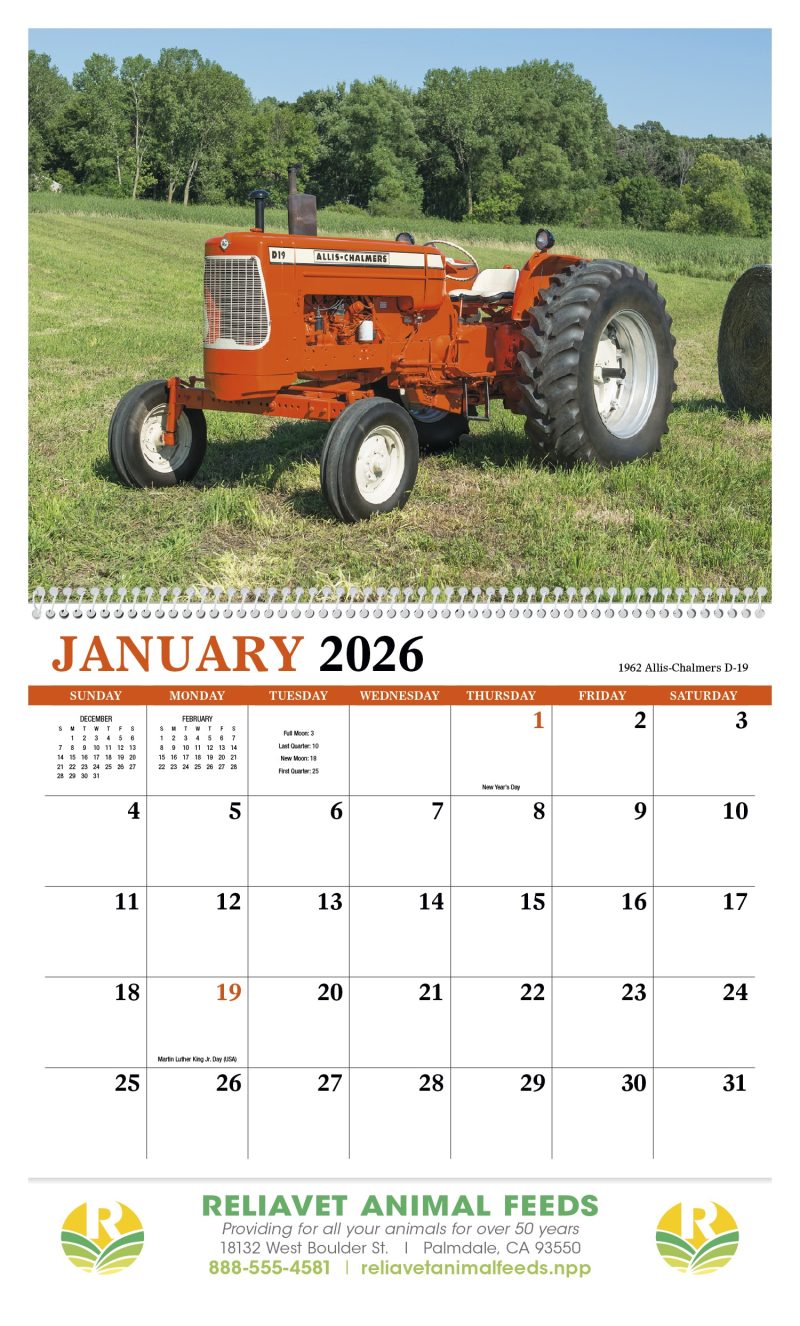 Custom HotLine® Products Vintage Tractors Appointment Calendar - Spiral - 3