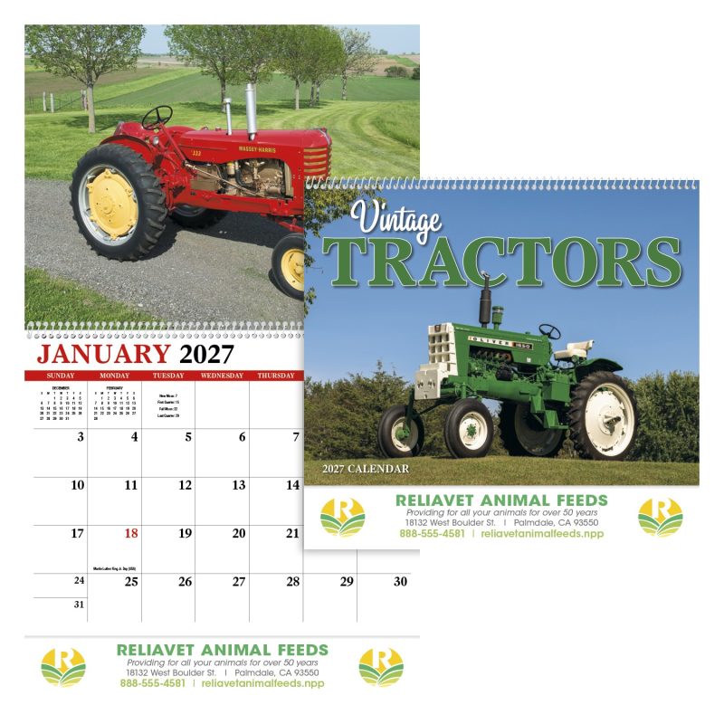 Custom HotLine® Products Vintage Tractors Appointment Calendar - Spiral
