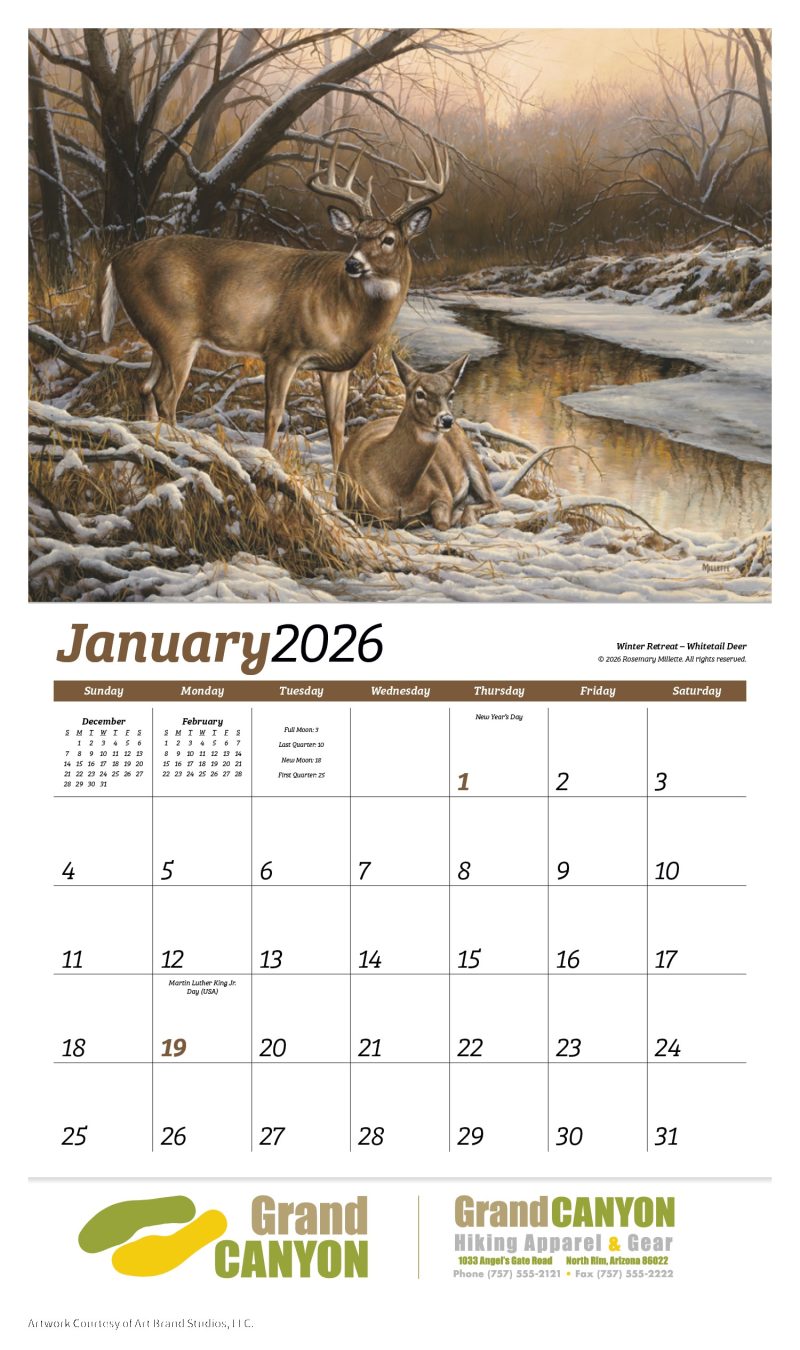 Custom HotLine® Products Wildlife Collection Appointment Calendar - Stapled - 3
