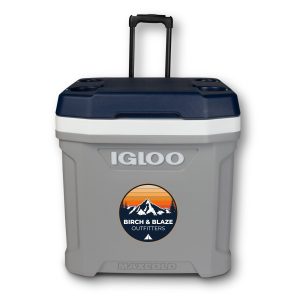 Custom Igloo® Maxcold Latitude 62 Qt. Roller Cooler (Carbonite/Aegean Sea)