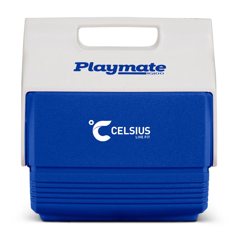 Custom Igloo® Playmate Mini™ 4 Qt Cooler - White-Majestic Blue