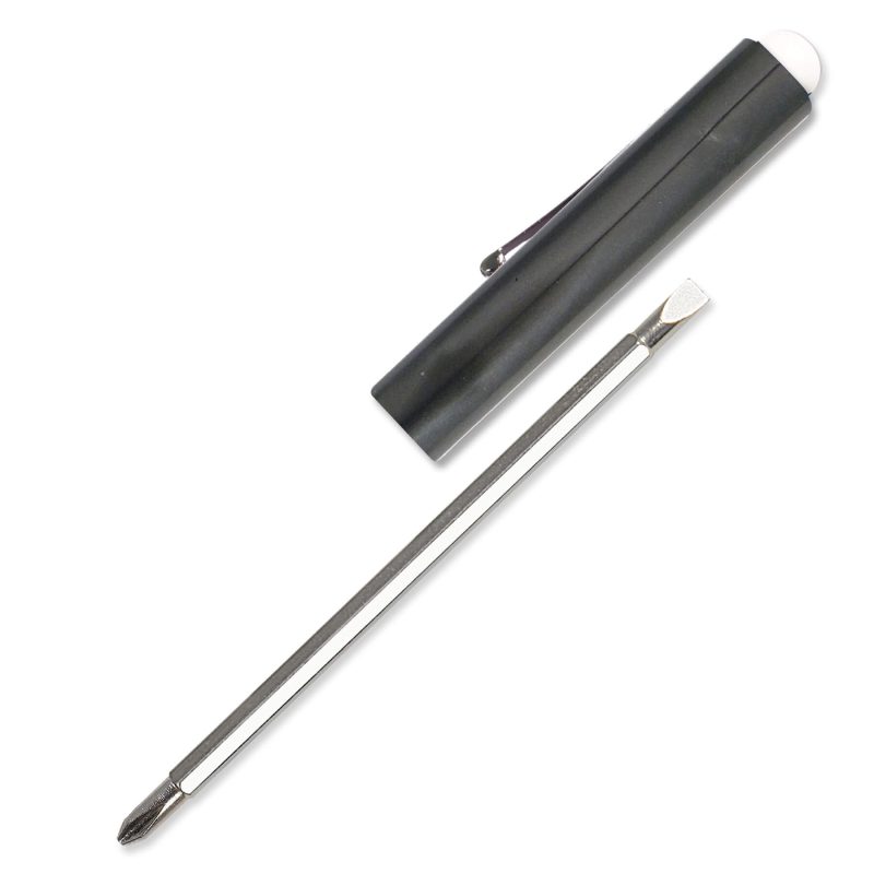 Custom Jumbo Pocket Screwdriver - Reversible 3/16" Flat Tip & #1 Phillips Blade w/Button Top - 1