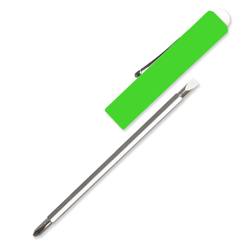 Custom Jumbo Pocket Screwdriver - Reversible 3/16" Flat Tip & #1 Phillips Blade w/Button Top - 4