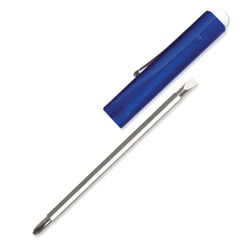 Custom Jumbo Pocket Screwdriver - Reversible 3/16" Flat Tip & #1 Phillips Blade w/Button Top - 6
