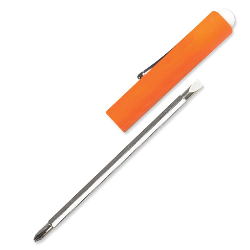 Custom Jumbo Pocket Screwdriver - Reversible 3/16" Flat Tip & #1 Phillips Blade w/Button Top - 7
