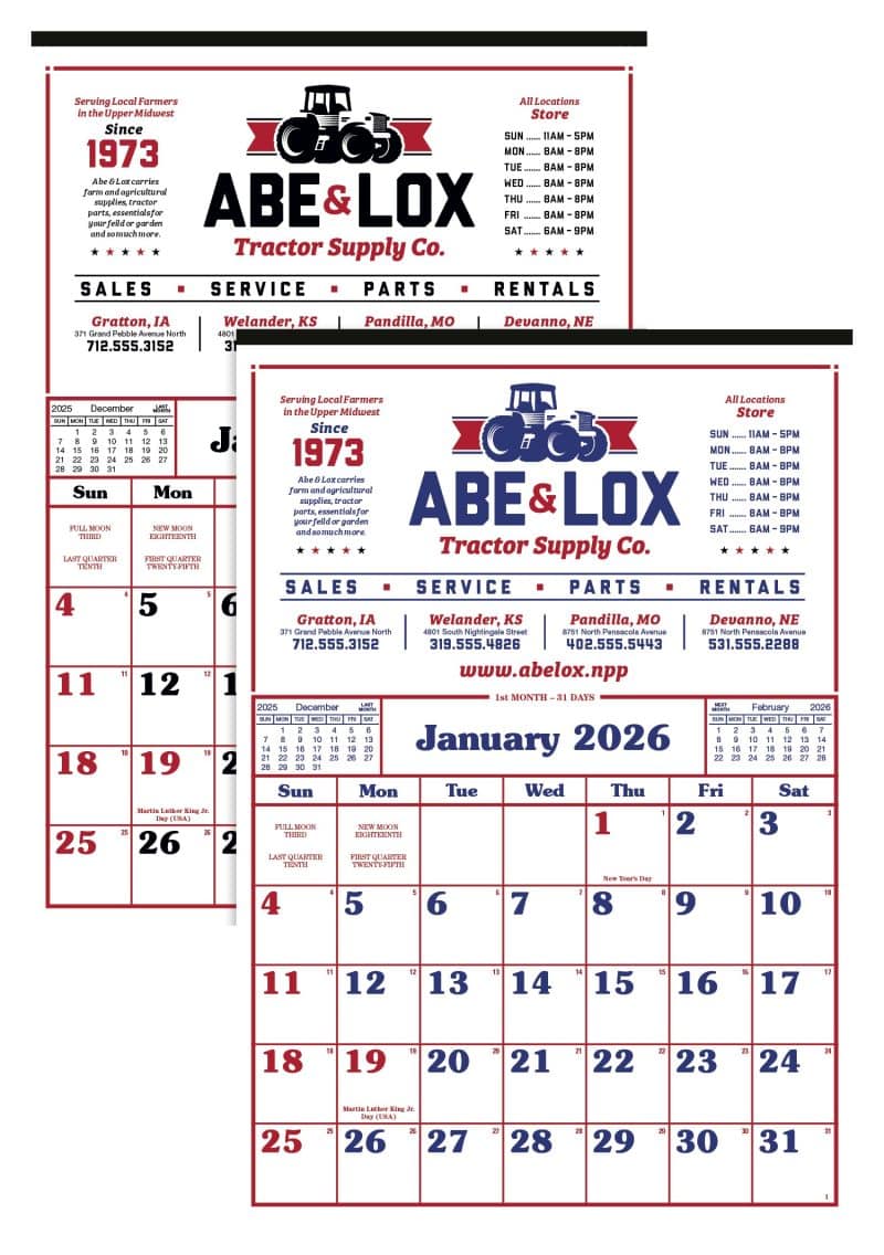 Custom Skinner & Kennedy™ Commercial 12-Sheet Calendar