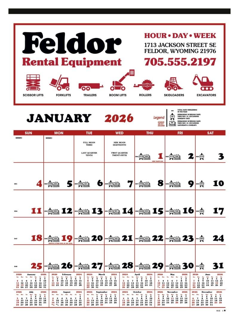 Custom Skinner & Kennedy™ Contractor's 12-Sheet Calendar