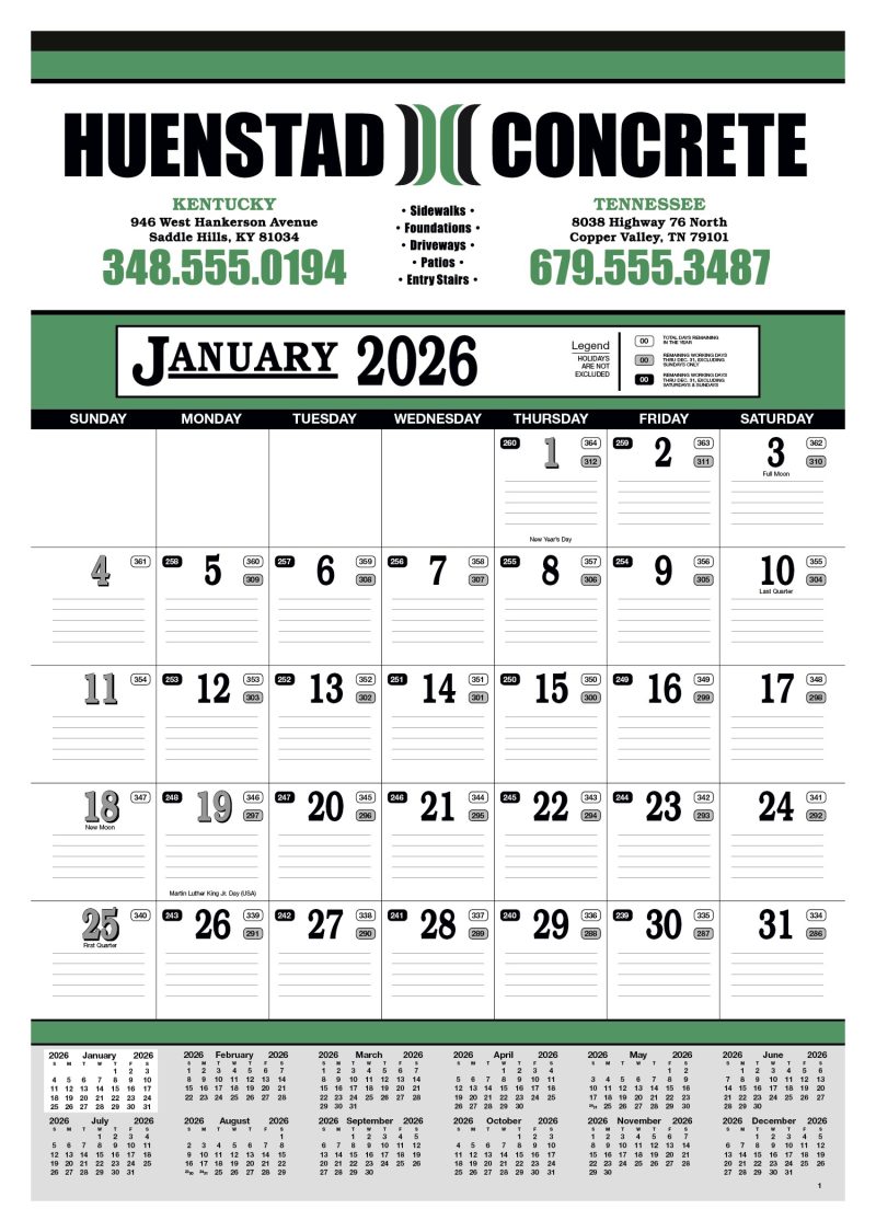 Custom Skinner & Kennedy™ Contractor's 13-Sheet Calendar