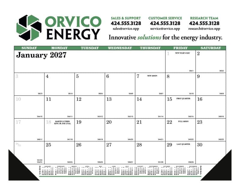 Custom Skinner & Kennedy™ Desk Pad Calendar - 2