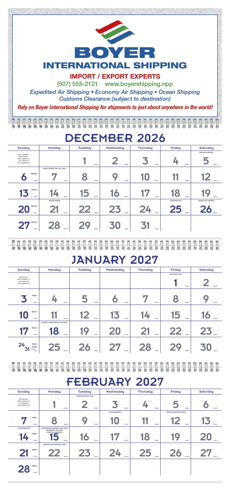 Custom Triumph® Calendars 3-Month Planner (4-Sheet) - 1