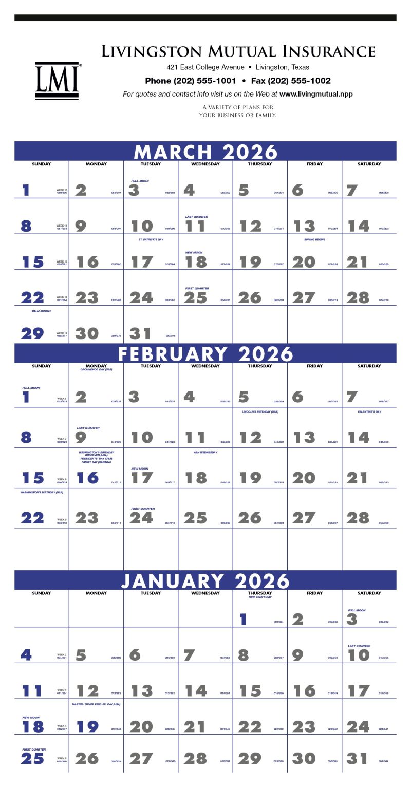 Custom Triumph® Calendars 3-Month Planner (4-Sheet)