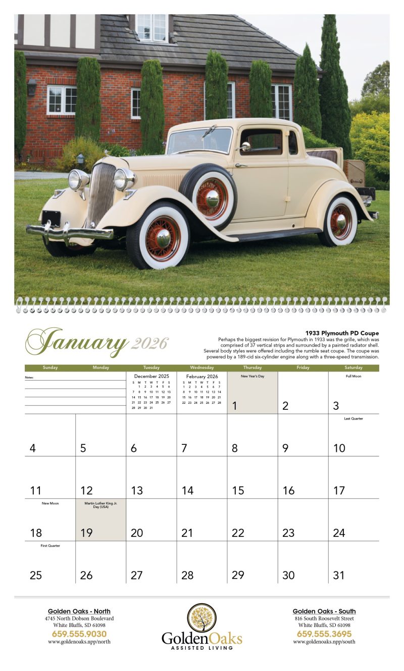 Custom Triumph® Calendars Antique Cars Calendar - 3