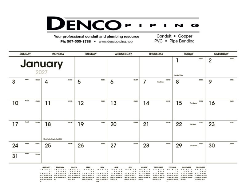Custom Triumph® Calendars Black & White Desk Pad - 1