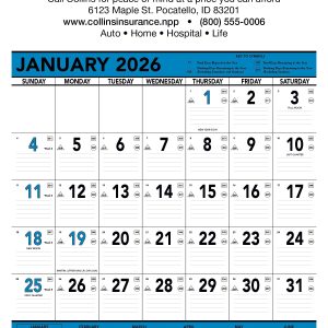 Custom Triumph® Calendars Blue & Black Contractor Memo Calendar