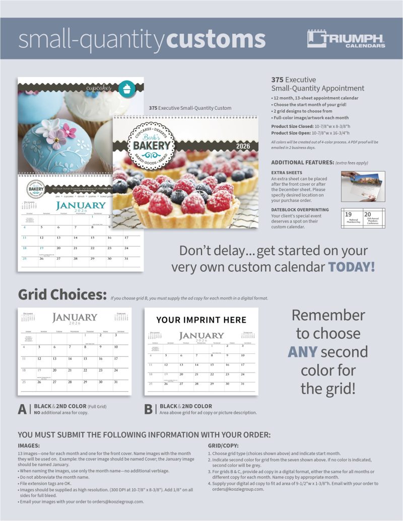Custom Triumph® Calendars Executive Small Quantity Appointment Calendar - 6