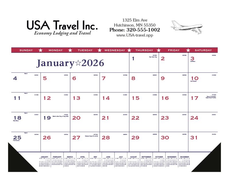 Custom Triumph® Calendars Patriotic Desk Pad with Vinyl Corners