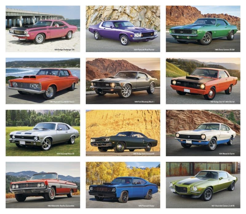 Custom Triumph® Calendars Press-N-Stick Full-Color Header Cruisin? Cars Calendar - 1