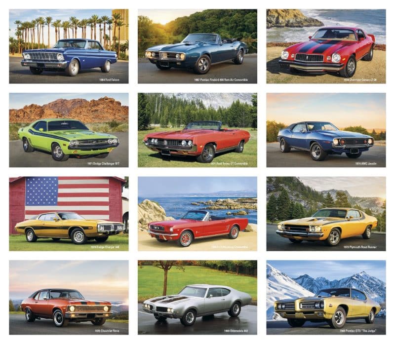 Custom Triumph® Calendars Press-N-Stick Full-Color Header Cruisin? Cars Calendar - 2