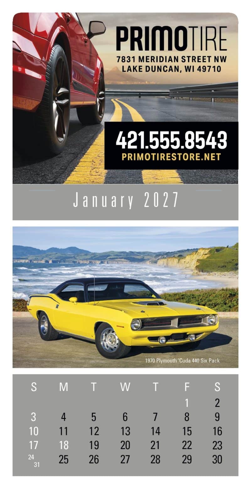 Custom Triumph® Calendars Press-N-Stick Full-Color Header Cruisin? Cars Calendar - 3