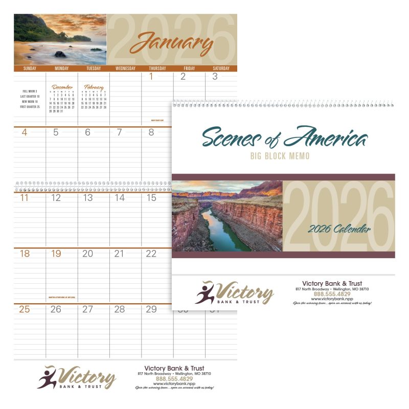 Custom Triumph® Calendars Scenes of America Big Block Memo Calendar - 1