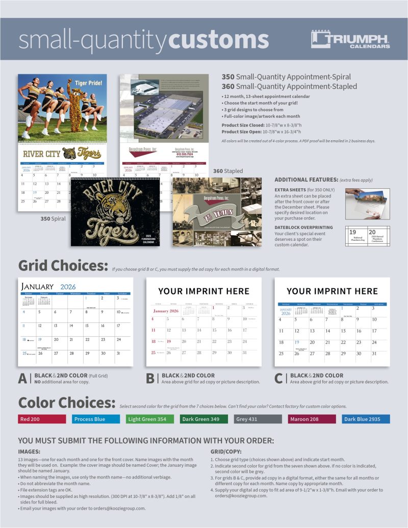 Custom Triumph® Calendars Small Quantity Custom - Spiral Calendar - 7