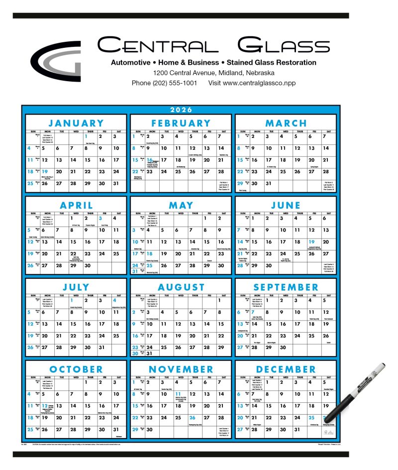 Custom Triumph® Calendars Span-A-Year (Laminated with Marker) Calendar