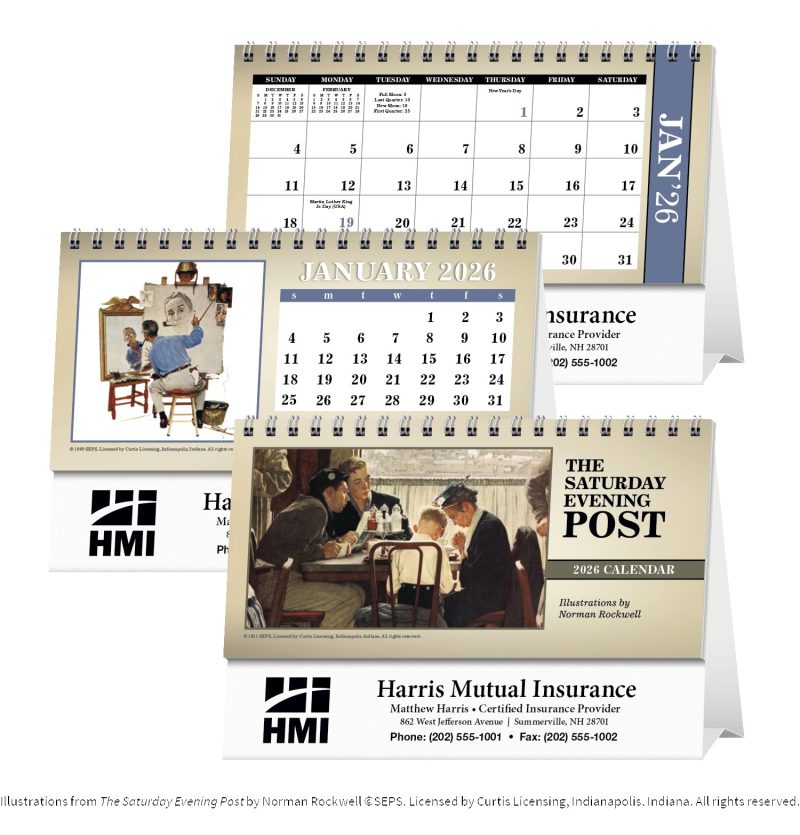 Custom Triumph® Calendars The Saturday Evening Post Illustrations by Norman Rockwell Desk Calendar - 1