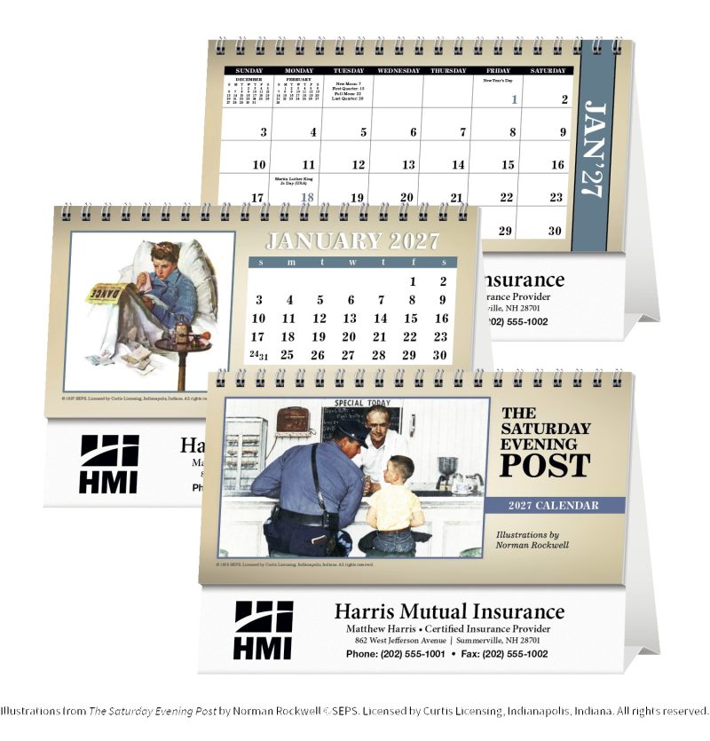 Custom Triumph® Calendars The Saturday Evening Post Illustrations by Norman Rockwell Desk Calendar