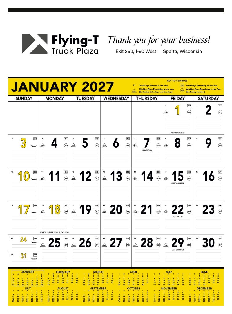 Custom Triumph® Calendars Yellow & Black Contractor Memo Calendar - 1