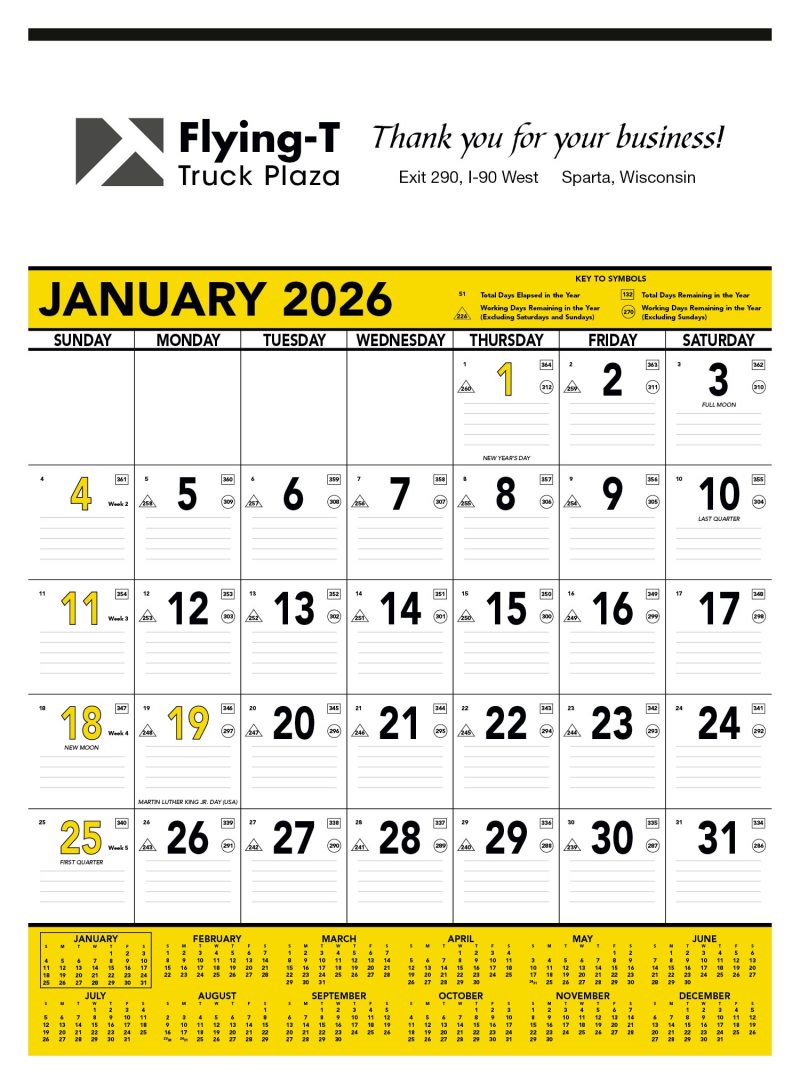 Custom Triumph® Calendars Yellow & Black Contractor Memo Calendar