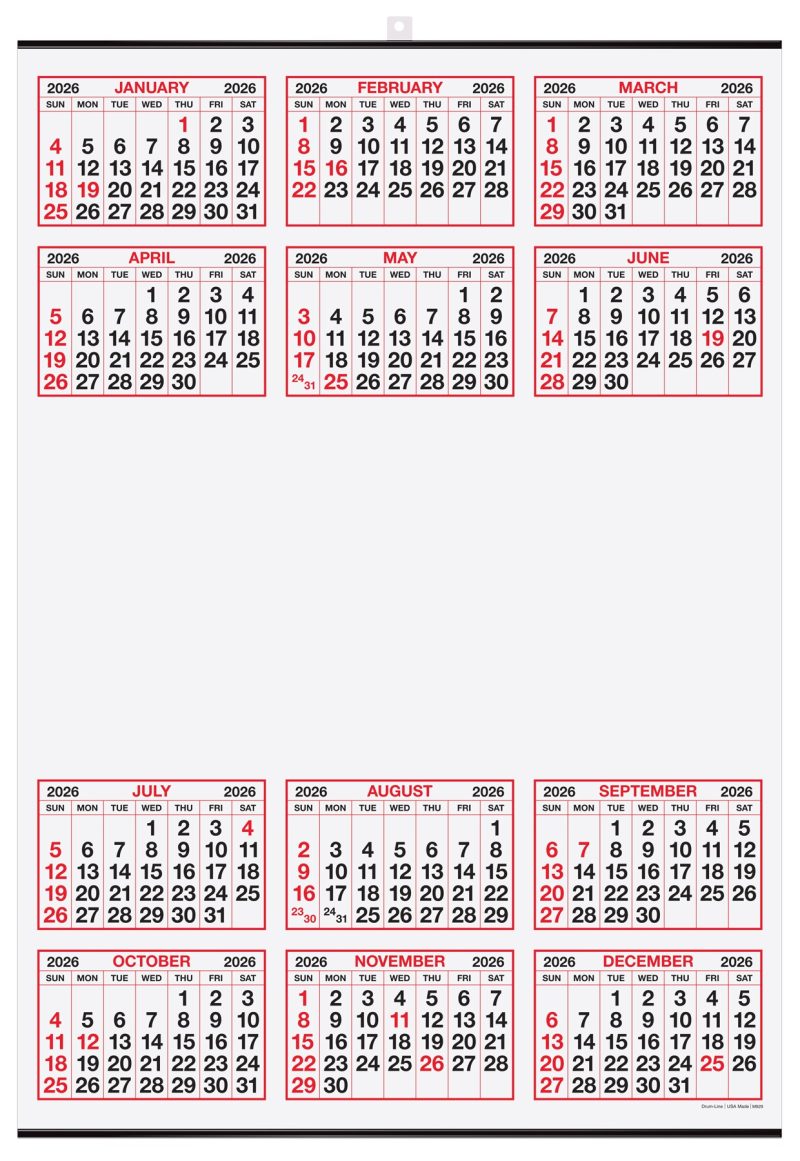 Custom Year-at-a-Glance Calendar w/Center Imprint - 1