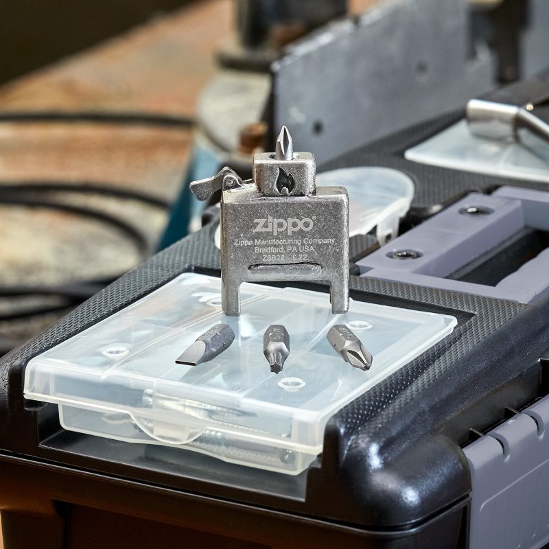 Custom Zippo® Usa-Made Bit Safe Screwdriver Brushed Chrome - 6