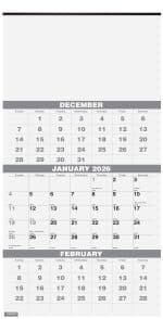Custom 3 Months at a Glance Wall Calendar w/2 Color Imprint (12 ¼"x 25") - 1