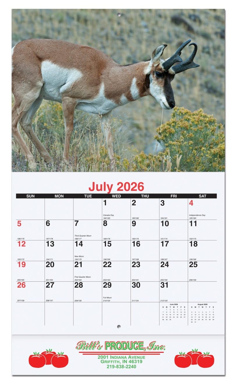 Custom American Wildlife Monthly Wall Calendar w/Staple Binding (10 5/8"x 18 ¼")