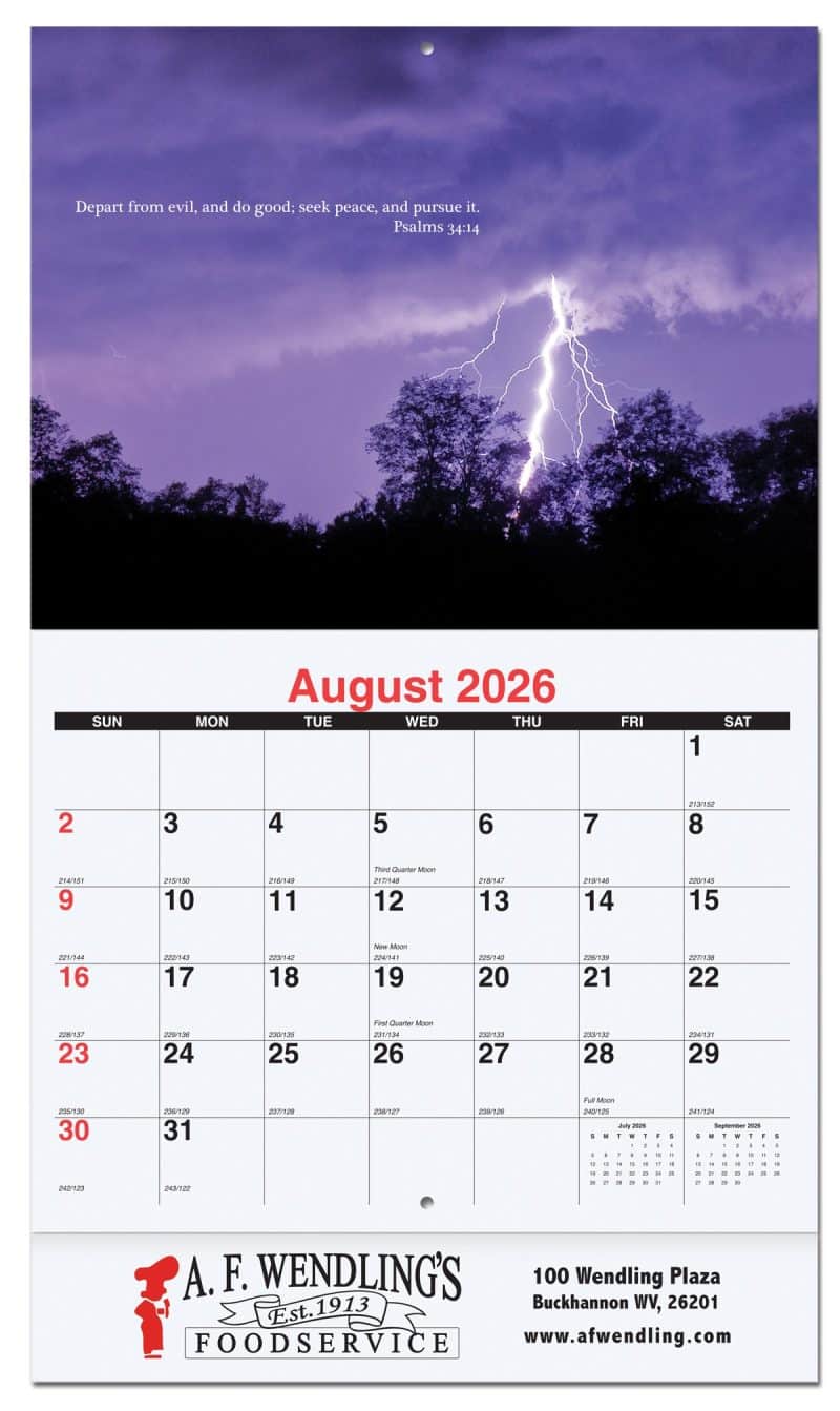 Custom Bible Verses Monthly Wall Calendar w/Staple Binding (10 5/8"x 18 ¼")