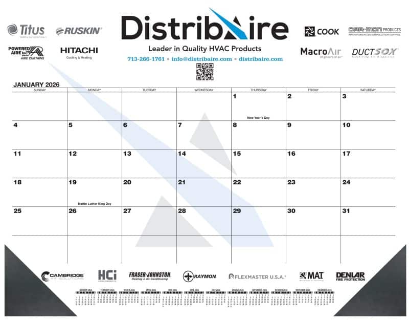 Custom Black 13 Month Calendar Desk Pad w/2 Color Imprint (21 ¾"x 17")