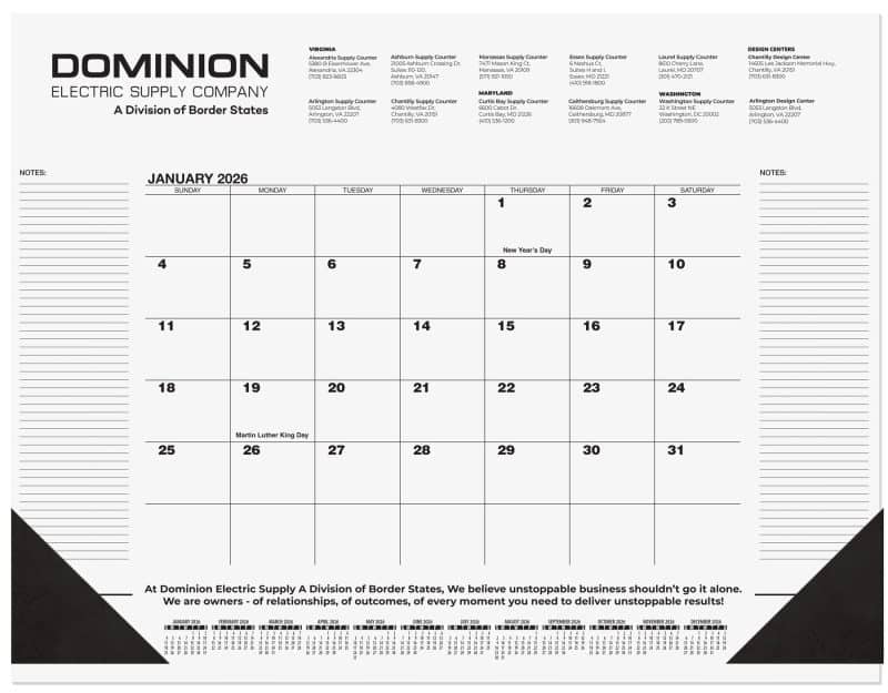 Custom Black Calendar Desk Pad w/1 Color Imprint (21 ¾"x 17")