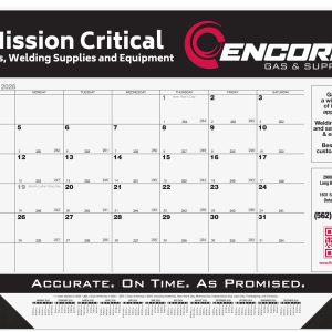 Custom Black Calendar Desk Pad w/Julian & Contractor Dates - 2 Color Imprint