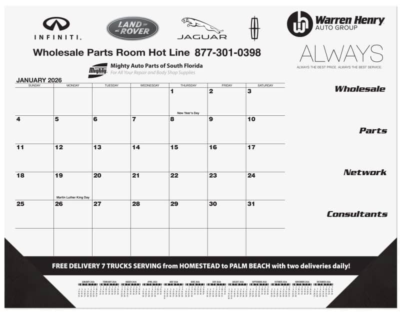 Custom Black Calendar Desk Pad w/Side Notes Line & 1 Color Imprint (21 ¾"x 17")