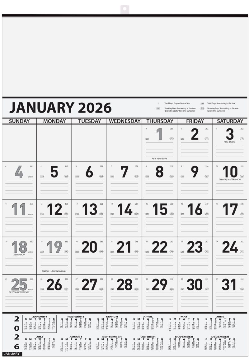 Custom Black Contractor Calendar w/2 Color Imprint (18"x 25") - 1
