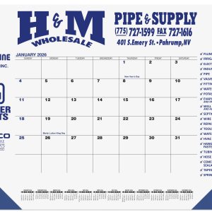 Custom Blue & Black 13 Month Calendar Desk Pad w/1 Color Imprint (21 ¾"x 17")