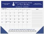 Custom Blue & Black Calendar Desk Pad w/Side Note Lines & 1 Color Imprint (21 ¾"x 17")